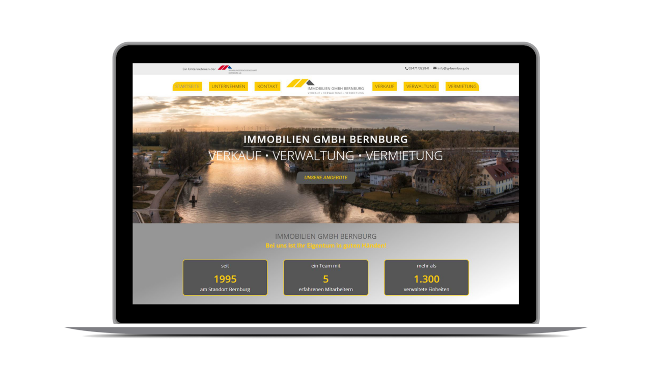 Website der Immobilien GmbH Bernburg
