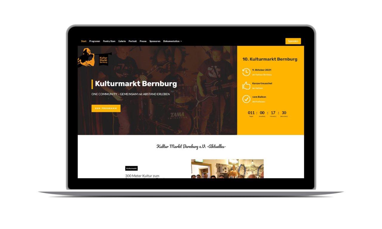 Website des Kulturmarkts in Bernburg